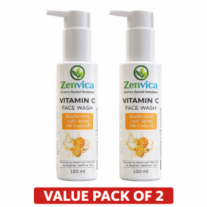 Zenvica Face Wash with Advanced Vitamin C | Gentle Brightening Cleanser with Aloe Vera & Citrus Extracts | 2 Pic Combo (100 ml Each)
