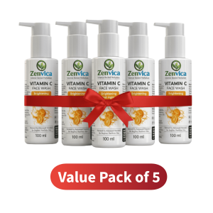 Zenvica Face Wash with Advanced Vitamin C | Gentle Brightening Cleanser with Aloe Vera & Citrus Extracts | 5 Pic Combo (100 ml Each)